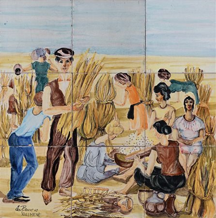 Liliana Bove () La raccolta del grano, manifattura Solimene 1962 Firma e data...