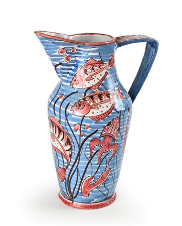 () Grande versatoio in ceramica smaltata policroma, manifattura Avallone,...