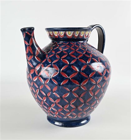 () Grande versatoio in ceramica smaltata e dipinta, manifattura Ravello...