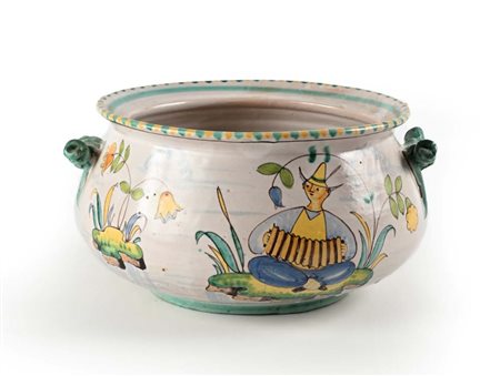 C.a.s. Vietri () Grande recipiente in ceramica dipinta smaltata La...