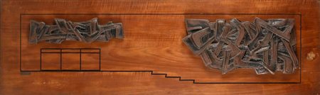 Salvatore Meli (Comiso 1929 - Roma 2011) Pannello decorativo in legno e...