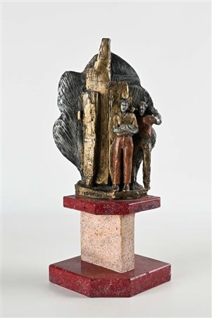 () Senza Titolo Firma "M.Ammirati" Scultura in ceramica dipinta cm 42x15x15