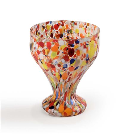 () Coppa in vetro soffiato multicolore, arte vetraria muranese, XX secolo cm...
