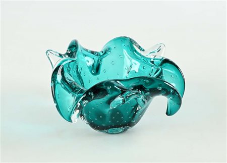 () Svuota tasche in vetro pulegoso verde acqua, Murano cm h 10x18