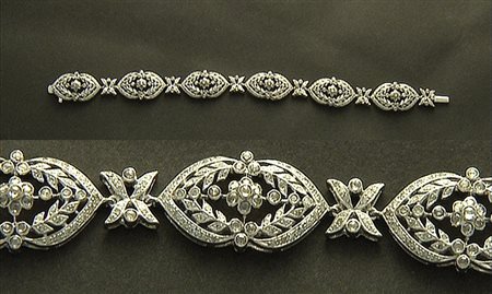 BRACCIALE BRACCIALE. In oro bianco 14 kt realizzato a maglie ovali con decori...