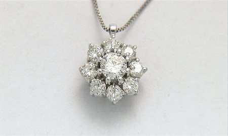 CIONDOLO CIONDOLO. In oro bianco 18 kt con diamante taglio brillante di cts....