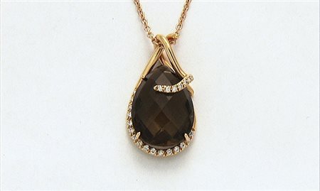 CIONDOLO CIONDOLO. In oro rosa 18 kt centrato da grande quarzo fumè taglio...