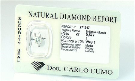 PIETRE SCIOLTE DIAMANTE IN BLISTER. Taglio brillante di cts. 0,577 colore I...