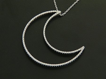 CIONDOLO CIONDOLO. In oro bianco 18 kt a mezza luna in diamanti taglio...