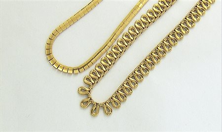 COLLANA LOTTO DI DUE COLLANE ANNI '40 CA. In oro giallo 18 kt montature...