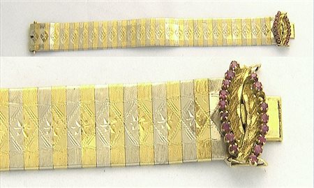BRACCIALE BRACCIALE ANNI '60 CA. In oro bianco e giallo 18 kt a maglie...