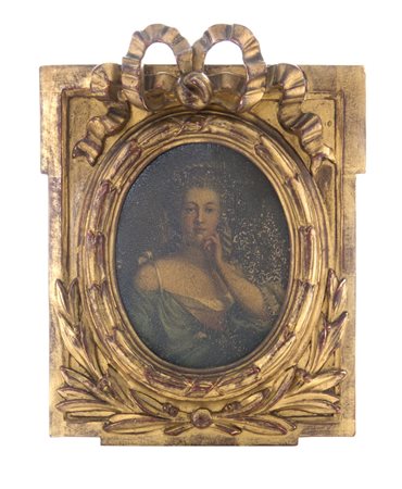 PITTORE DEL XIX SECOLO Ritratto di gentildonna Olio su rame ovale, cm...