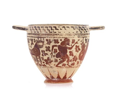 ARCHEOLOGIA SKYPHOS ETRUSCO CORINZIO IN TERRACOTTA, VI SEC. A.C., coppa a due...