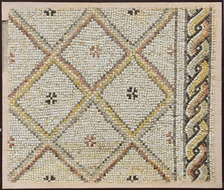 ARCHEOLOGIA MOSAICO BIZANTINO A TESSERE POLICROME, VI-VII SECOLO, di forma...