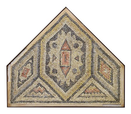 ARCHEOLOGIA MOSAICO BIZANTINO A TESSERE POLICROME, VI-VII SECOLO, di forma...