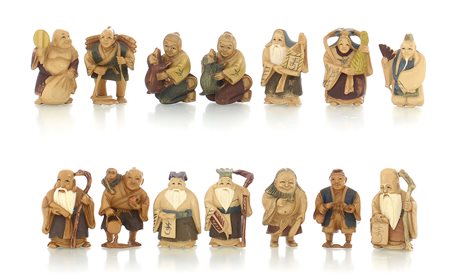 AVORIO LOTTO DI QUATTORDICI NETSUKE IN AVORIO, XX SECOLO, raffiguranti...