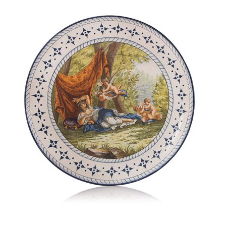 GINORI PIATTO IN CERAMICA, GINORI, XIX SECOLO, decoro policromo nel cavetto...