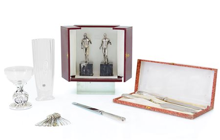 ARGENTI RECENTI LOTTO DI DIVERSI OGGETTI IN ARGENTO E ARGENTO E CRISTALLO, XX...