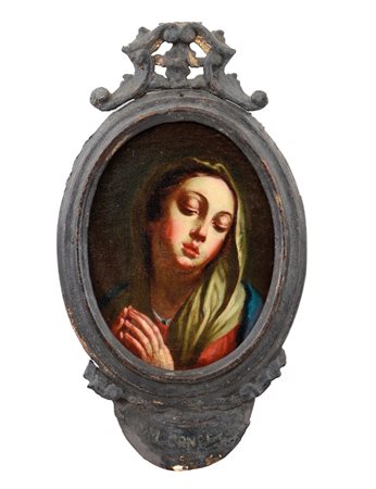 PITTORE DEL XVII SECOLO Vergine in preghieraOlio su tela ovale, cm 22x16...