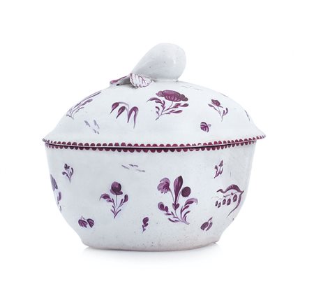 GINORI ZUCCHERIERA CON COPERCHIO IN PORCELLANA, GINORI A DOCCIA, XVIII...