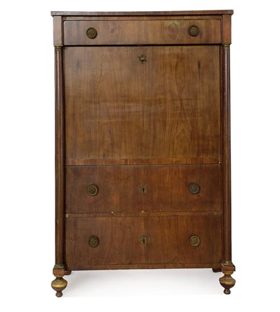 MOBILE DEL XIX SECOLO SECRETAIRE IMPERO IN NOCE, INIZIO XIX SECOLO, fronte...