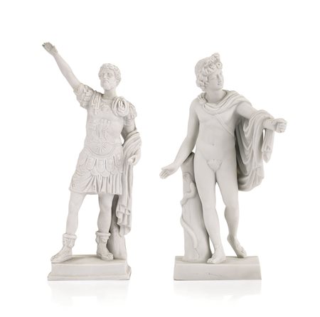 NAPOLI DUE FIGURE IN BISCUIT, INIZIO XX SECOLO, raffiguranti l'Apollo del...