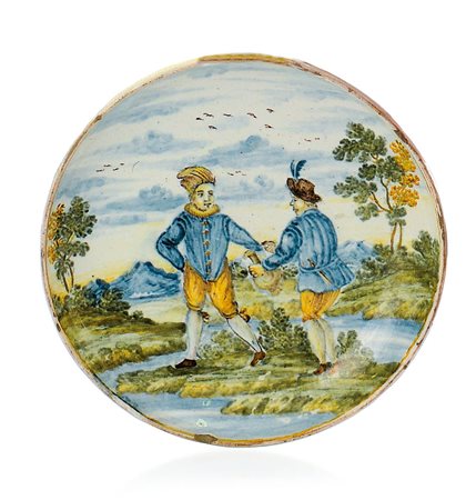 CASTELLI PIATTINO IN MAIOLICA, CASTELLI, INIZIO XVIII SECOLO, decori...
