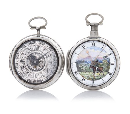 ANONIMO DUE TASCA INGLESI DEL XIX SECOLO. Casse e copricasse in argento...