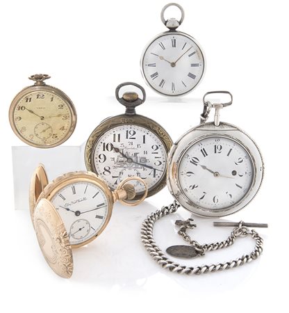 ANONIMO LOTTO DI CINQUE TASCA XIX E XX SECOLO. Casse in metallo, argento e...