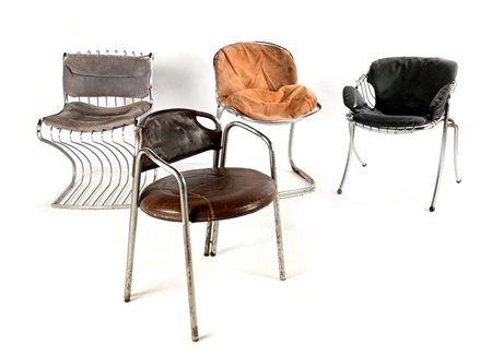 Gastone Rinaldi (Padova 1920 - Padova 2006) Lotto di quattro sedie di Gastone...