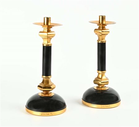 Gabriella Crespi (Saronno 1922 - Milano 2017) Coppia di eleganti candelieri...