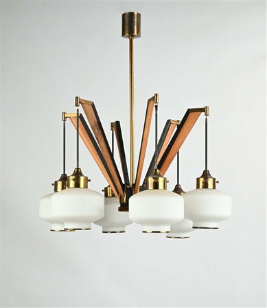 () Lampadario da soffitto a sei luci Anni '50/'60 Struttura in metallo...