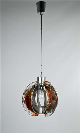 () Lampadario da soffitto Anni '70 Struttura in metallo cromato, diffusori in...