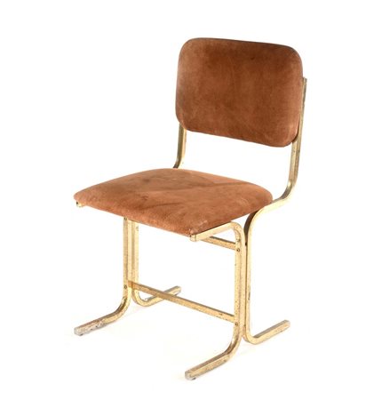 () Sedia in ottone e rivestimeno in velluto marrone cm 84x46x47