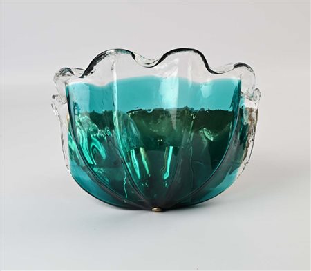 () Applique in vetro di Murano verde e trasparente cm h 22x34x19