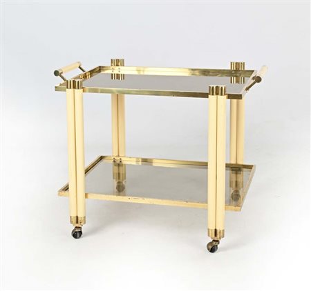 Tommaso Barbi () Carrello in ottone con piani in vetro cm h 63x55x81 circa