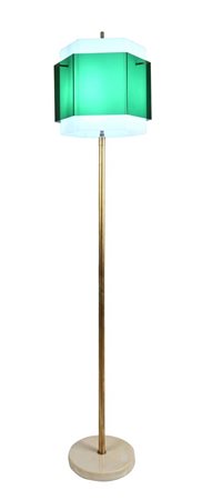 () Lampada da terra telescopica con paralume esagonale, prod. Stilnovo...