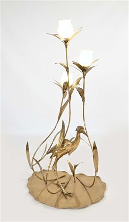 () Grande lampada da terra con Airone e foglie di calla, prod. Cittone Oggi...