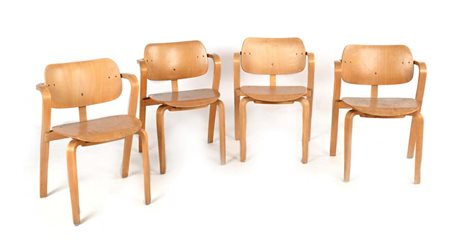 Ilmari Tapiovaara (Finlandia 1914 - Finlandia 1999) 4 Sedie mod. Aslak prod....