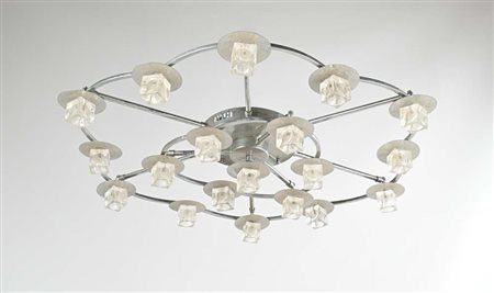 Gaetano Sciolari () Lampadario a 19 luci Struttura in metallo cromato e...