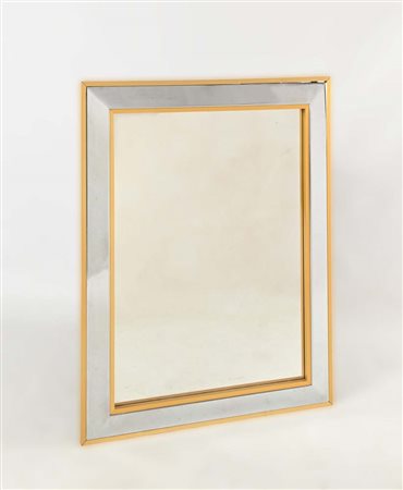 Renato Zevi (1921 - 1999) Specchiera in metallo e ottone Al verso etichetta...