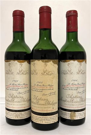 LOTTO DI 3 BOTTIGLIE DI CHATEU MOUTON BARON PHILIPPE 1964-1966