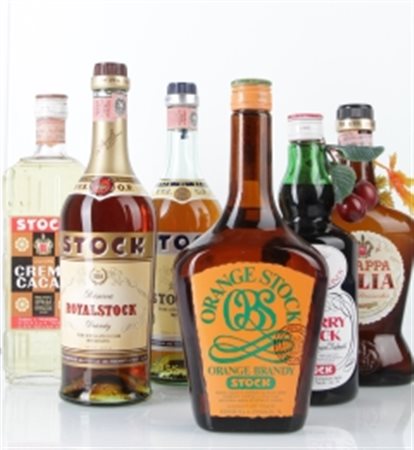 Lotto di 6 bottiglie in confezione vintage STOCK S.p.A.