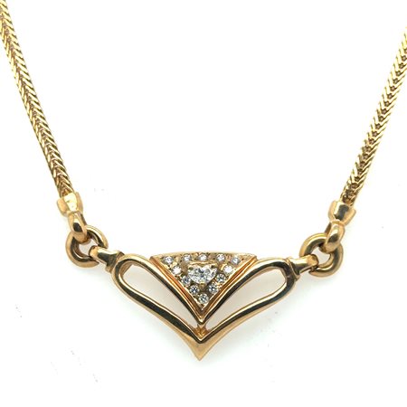 COLLANA IN ORO GIALLO 18K 22,48 GR CON DIAMANTE E BRILLANTI- DH-T102