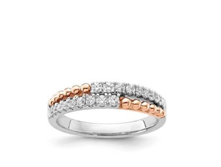 ANELLO FASCIA DOPPIA IN ORO BIANCO E ROSA 18K CON DIAMANTI - 1029 NAT 18K