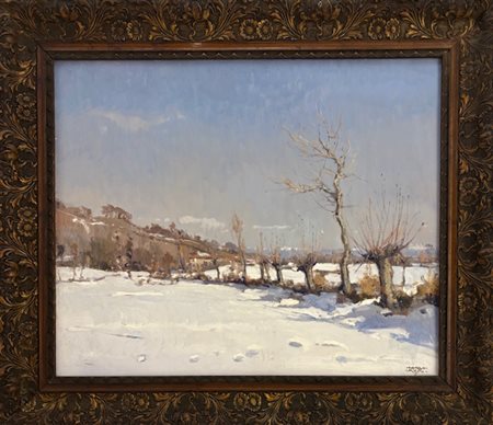Carlo Musso Torino 1907 - 1968 Paesaggio Innevato