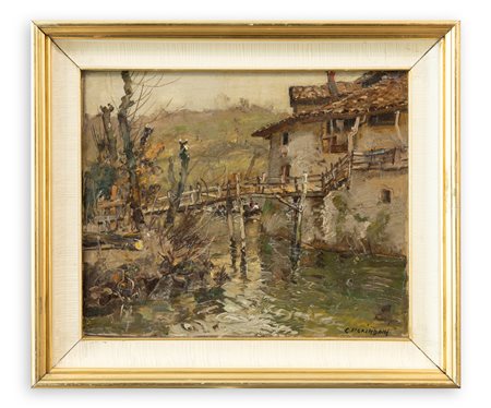 CARLO PERINDANI (1899-1986) - Il fiume Lambro a Merone