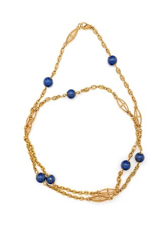 Collana a laccio in oro e lapislazzuli Oro giallo 750/000. Lapislazzuli in...