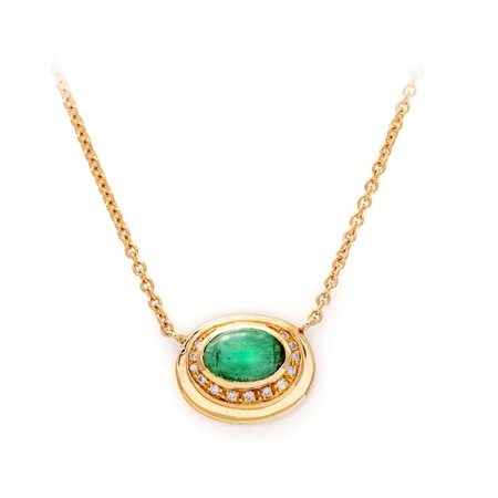 Pendente in oro, smeraldo e brillanti Oro giallo 750/000. Peso complessivo...