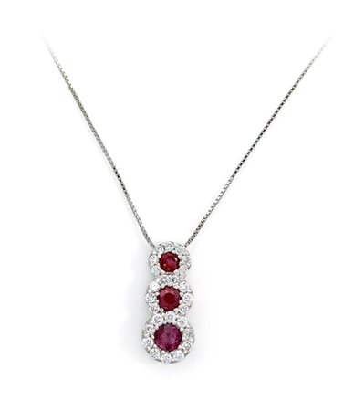 Pendente in oro, brillanti e rubini Oro bianco 750/000.Rubini ct. 0,50,...